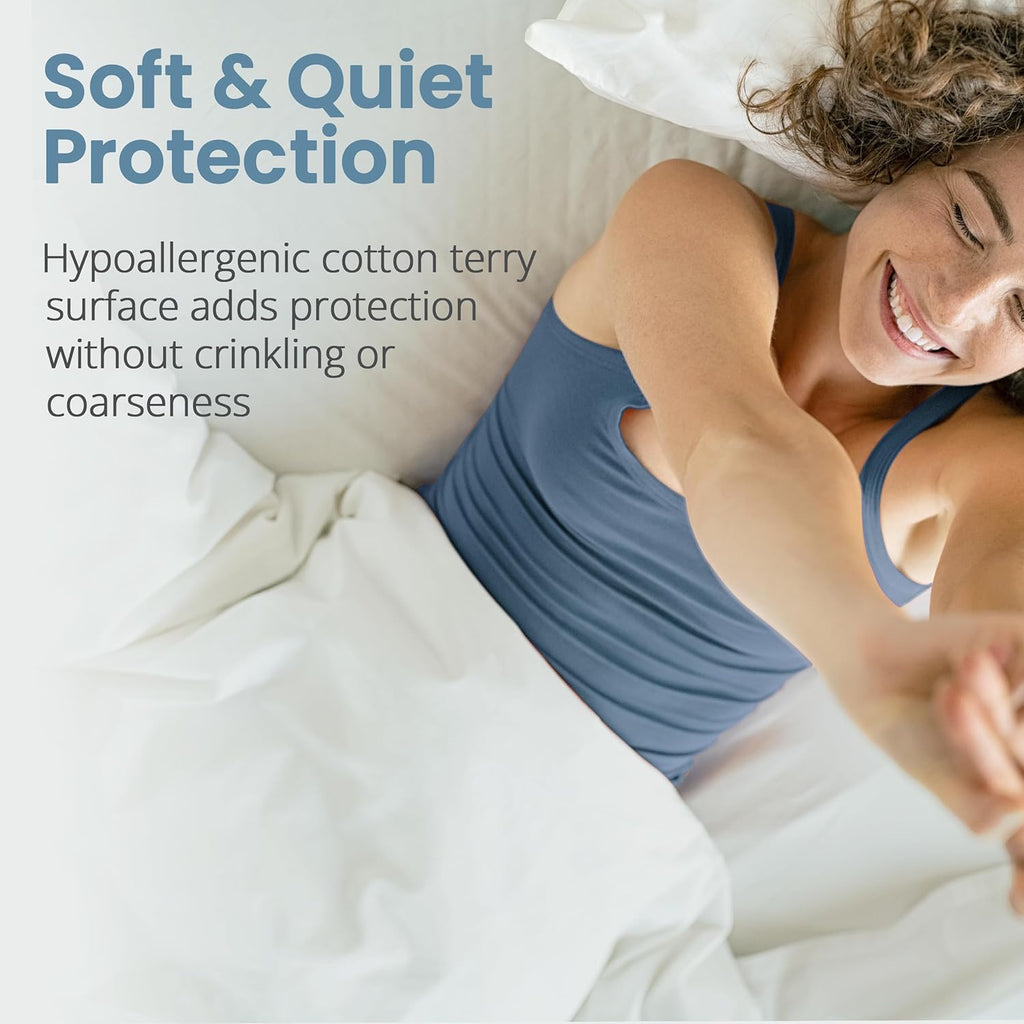 SafeRest Waterproof King Size Mattress Protector - Fitted Design with Stretchable Pockets | Machine Washable Cotton Blend Cover