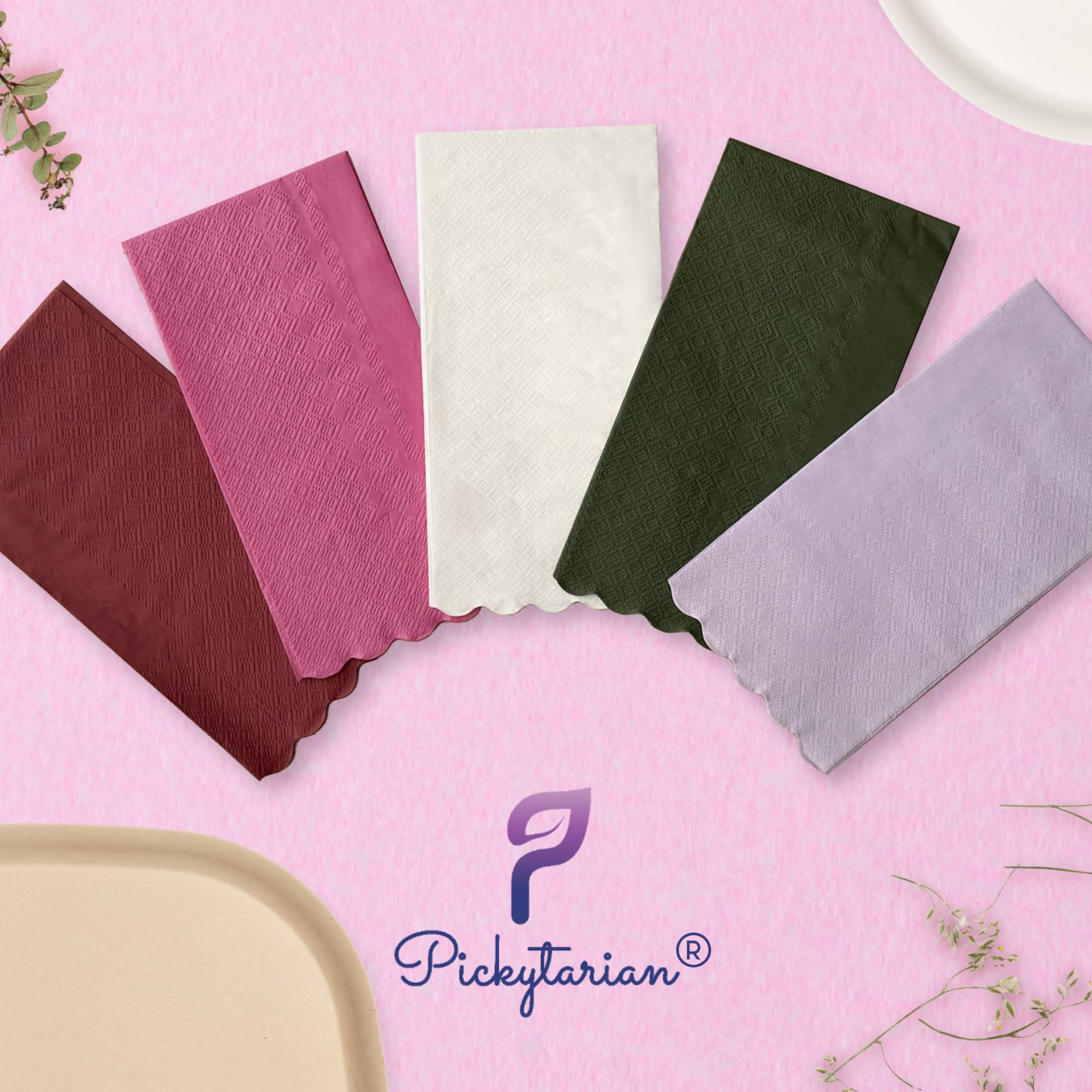 Pickytarian Dark Green Dinner Napkins Disposable - 50 Count Fancy 3-Ply Paper Napkins - Compostable 16x16 inch Elegant Forest Green Napkins for Weddings Christmas Parties - Eco Friendly