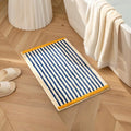 GIB Bathroom Rugs Mat 24" x 16", Extra Soft Absorbent Plush Fluffy Bath Rugs, Non-Slip Washable Bath Mats for Bathroom Floor Shower Home Decor Accessories, Blue & White Striped with Yellow Accents