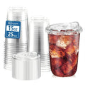 Homestockplus 25 Pack 15 oz BPA-Free Clear Plastic Cups with Strawless Sip Lids - Leak-Proof Round Bottom Disposable Iced Coffee Cups for Kids, To-Go Cold Drinks, Ideal for Small Parties & Daily Use