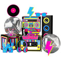 Saypacck 14 Pcs 80s 90s Party Decorations Hip Hop Favor Set Large Paper Boombox Boxes Novelty Treat Boxes Boom Cassette for Retro 1980s 1990s Theme Birthday Neon Disco Music Party Supplies