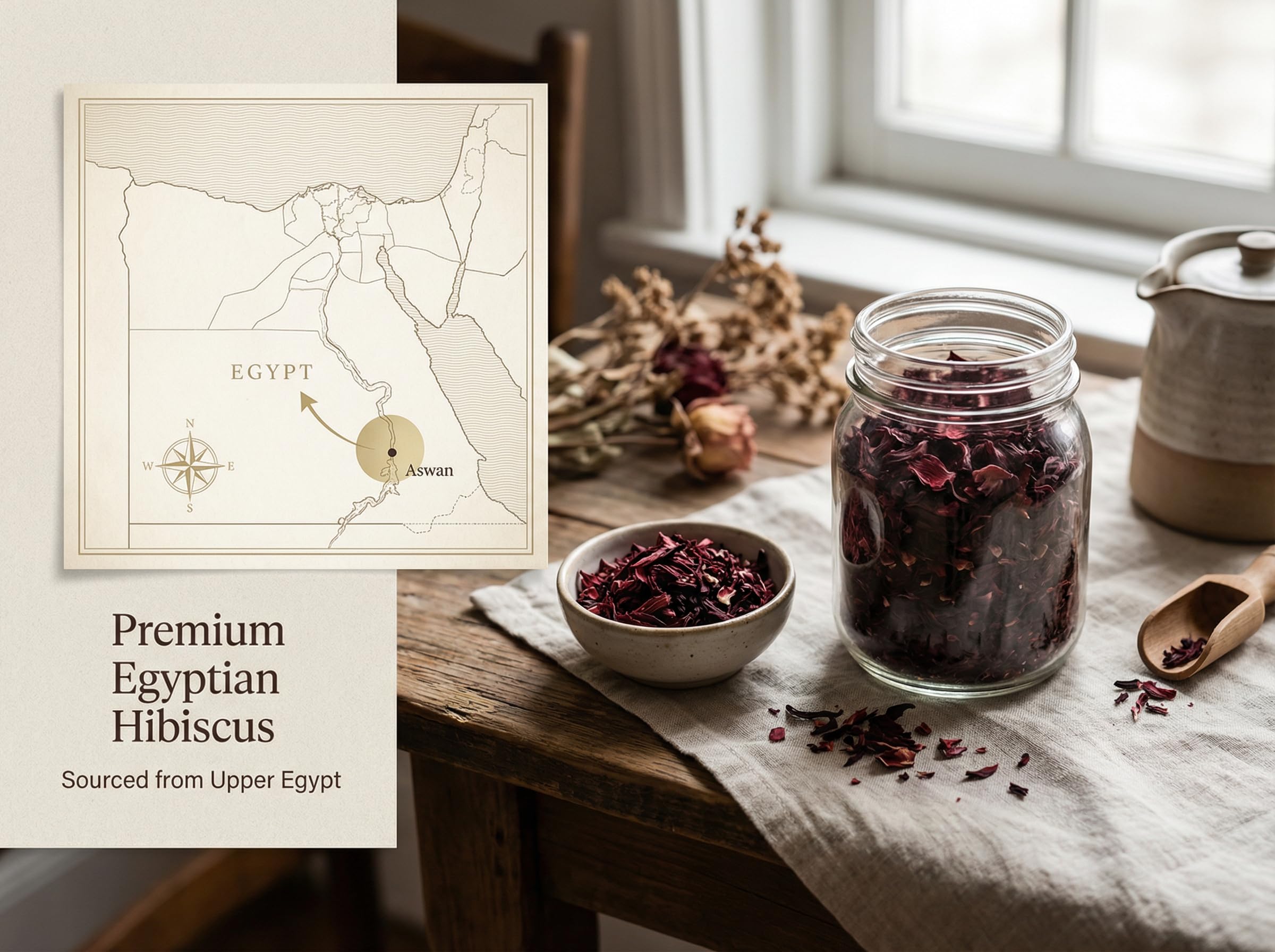 Zeeza Hibiscus Tea, 1LB, Organic Hibiscus Flowers from Egypt - Cut & Sifted - Loose Leaf Tea - Ideal for Agua Fresca, Iced Tea, & Karkadé
