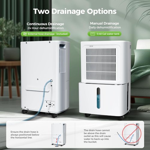 MAX 34 Pint Dehumidifier - 2,500 Sq. Ft. Smart Humidity Control with Drain Hose & 24HR Timer | Ideal for Basement, Bathroom & Bedroom