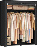 SONGMICS Portable Closet Wardrobe - Non-Woven Fabric Cover Clothes Organizer, 55.1" x 16.9" x 68.5", Black