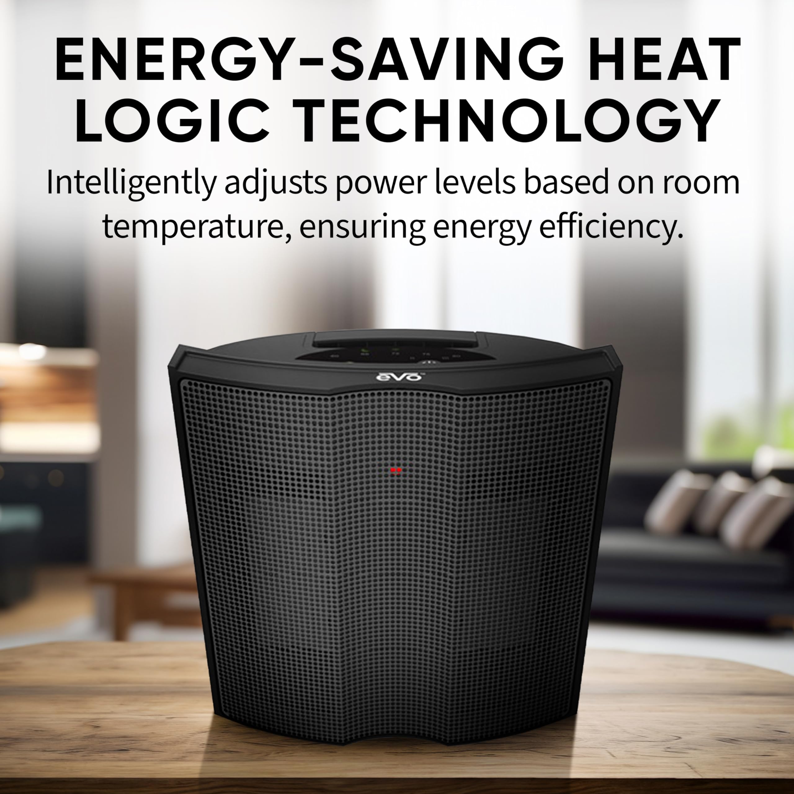 EVO Twin Ceramic Heat Logic Heater (5 Temperature Settings) – Tip Over Cutoff Switch, Auto Overheat Shut-off, and 15-Second Cool Down