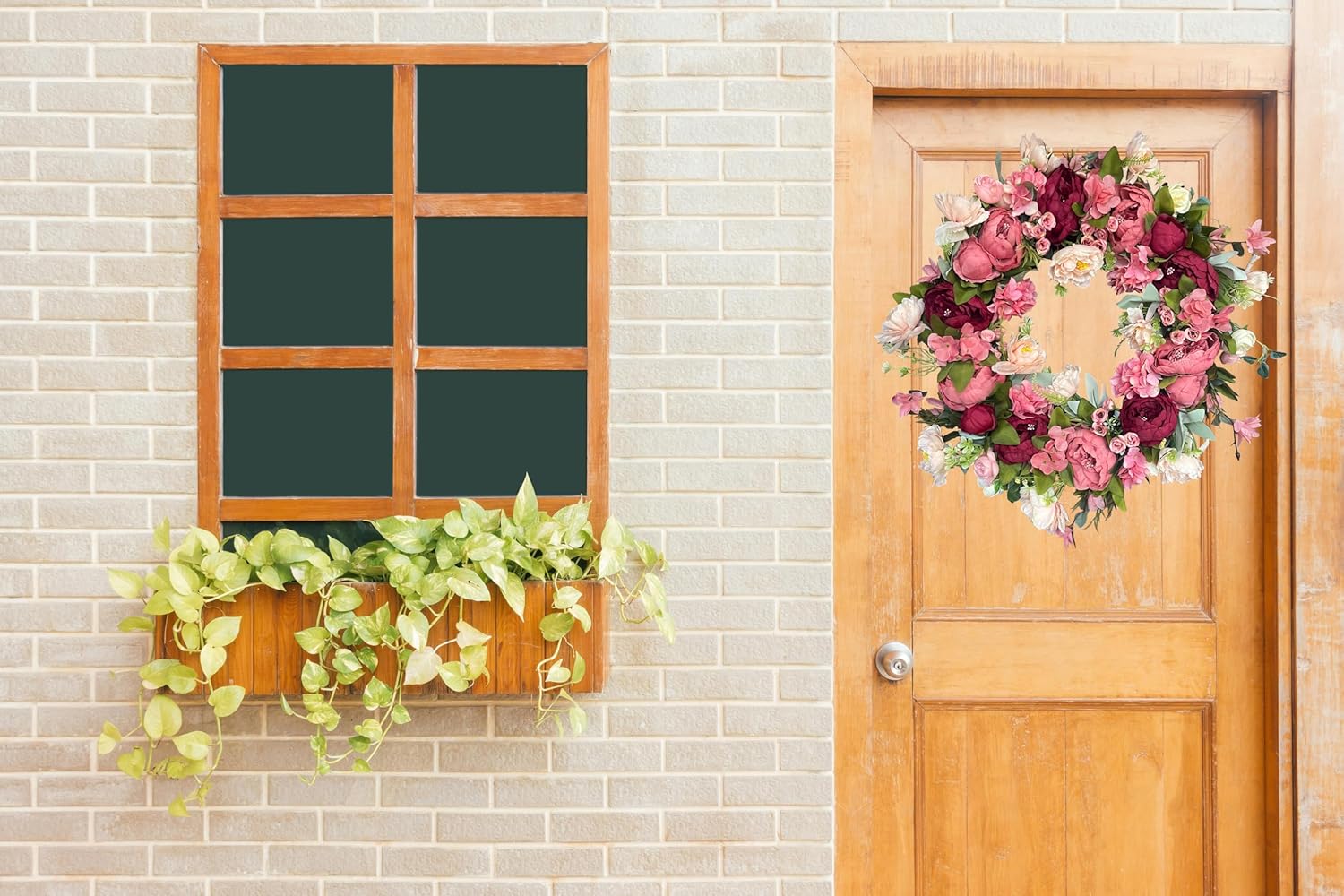 Peony Wreaths | 24-Inch Large Spring Wreath - Lush Handmade Design for Front Door & Outdoor Decor