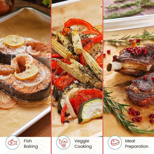 Baker’s Signature Full Sheet Pan Parchment Paper - 16 x 24 Inch, Pack of 120 | Non-Toxic & Silicone Coated