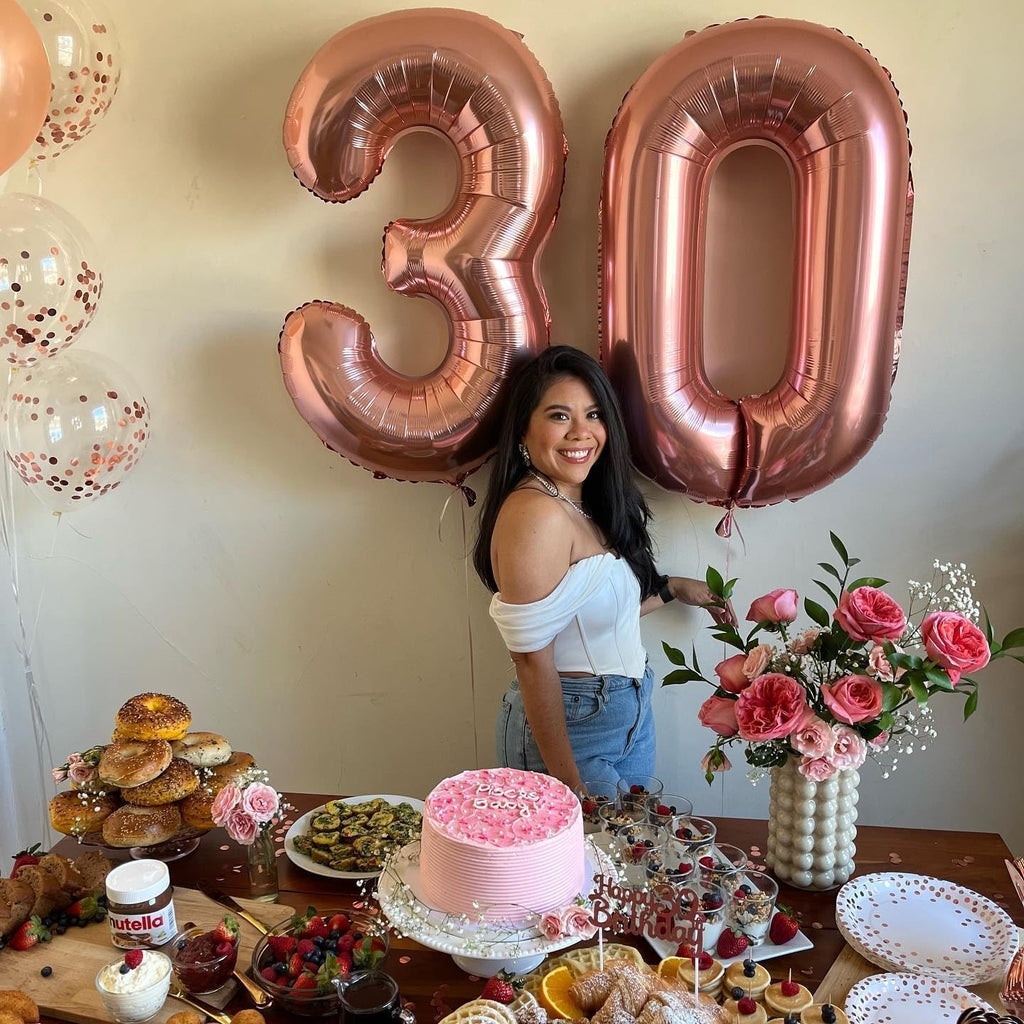 Rose Gold Number Balloons - 40 Inch 0 Balloon for Birthday Decorations | Perfect for Any Celebration