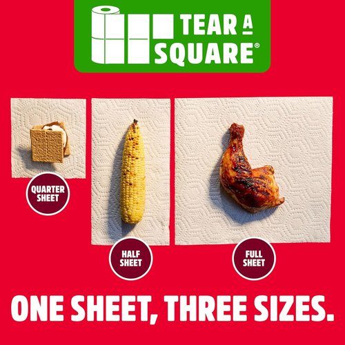 Brawny 3-Ply Tear-A-Square Paper Towels - 6 Double Rolls (Equivalent to 12 Regular Rolls)