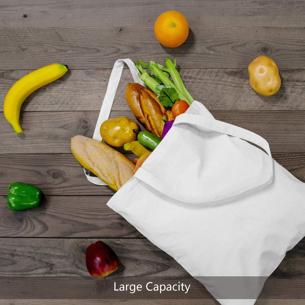 TOPDesign 16"x15" White Cotton Tote Bags - 5-Pack Lightweight Reusable Grocery Bags for DIY & Promotions