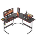 CubiCubi L Shaped Gaming Desk Computer Office Desk with Carbon Fiber Surface, 47 inch Corner Desk with Large Monitor Stand for Home Office Study Writing Workstation, Carbon Fiber Black