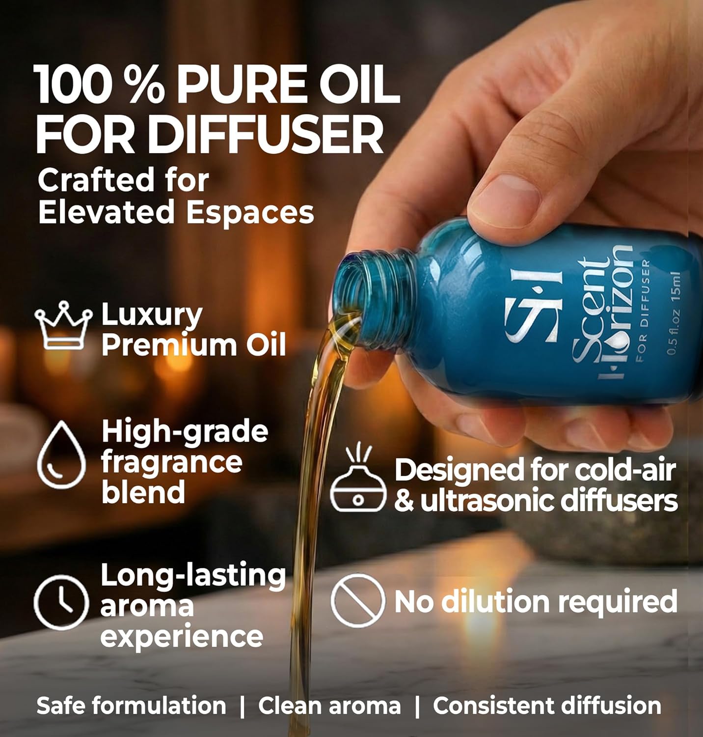 Royal Cashmere RC Hotel 5-Star Diffuser Oil - Luxury Scent for Ultrasonic & Waterless Diffusers | 0.5 Fl Oz (15 ml)