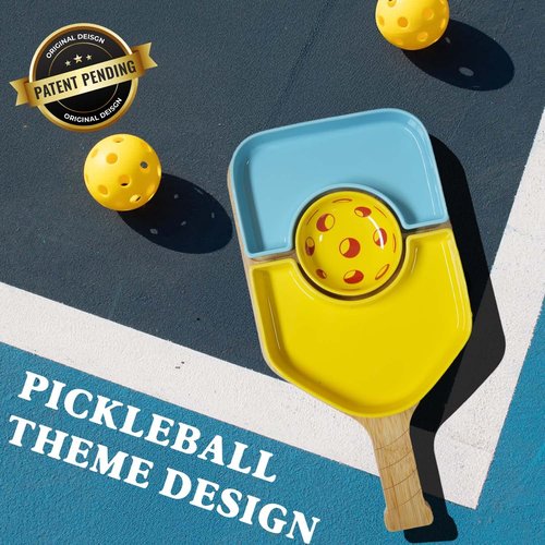 DWATAN Pickleball Paddle Snack Tray Set, Ceramic Serving Plate with Charcuterie Cutting Board, Unique Valentine's Day Pickleball Gifts for Women and Men