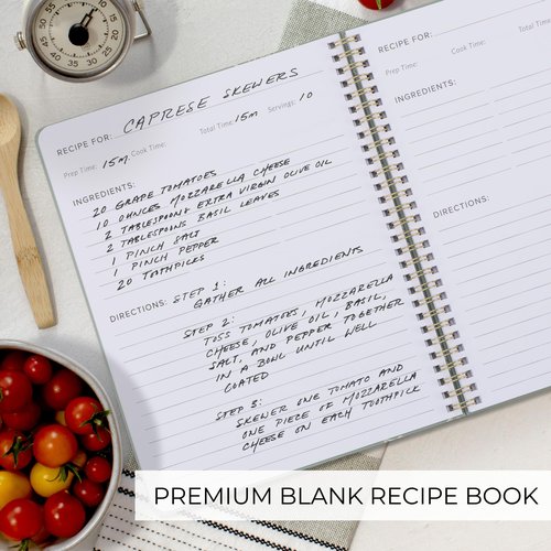 Elegant Recipe Book for 100+ Cherished Meals - Spacious 8.25 x 10" Notebook to Write In Your Own Recipes - Beautiful Blank Cookbook for Seamless Homemade Dish Planning