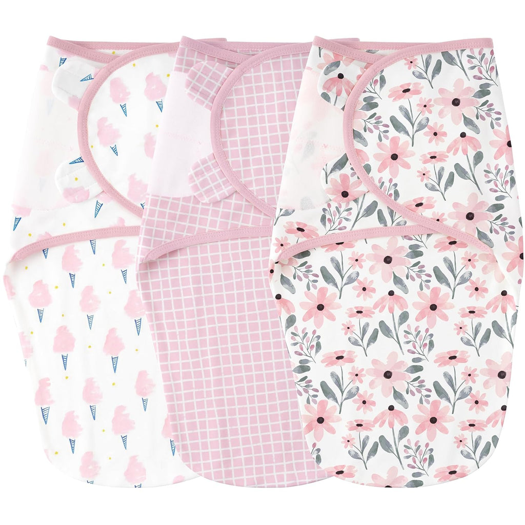 Yoofoss Baby Swaddles - 100% Cotton Adjustable Swaddle Sack | Breathable Soft 3-Pack for Newborns (0-3 Months)