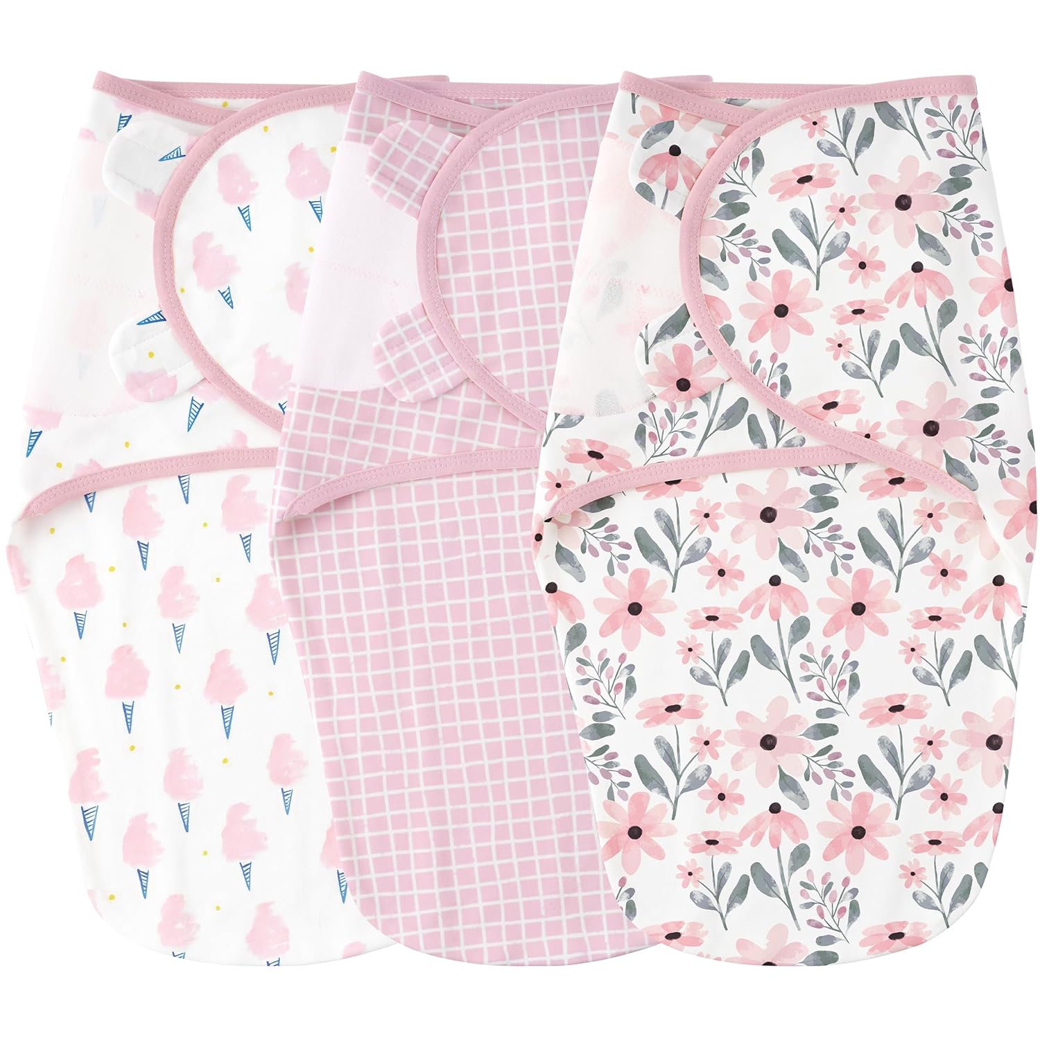 Yoofoss Baby Swaddles - 100% Cotton Adjustable Swaddle Sack | Breathable Soft 3-Pack for Newborns (0-3 Months)
