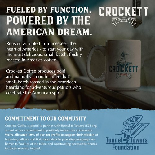 Crockett Decaf Ground Coffee – Bold Decaf Ground Coffee with Rich Flavor, Smooth Body & No Bitterness – Perfect for Classic Coffee Drinks, Caffeine-Free Energy & Guilt-Free Brewing