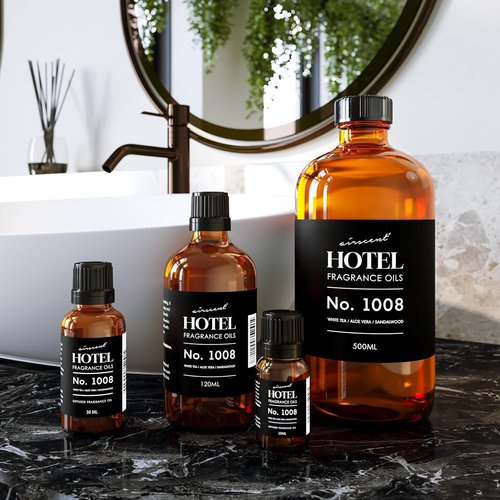 AirScent Hotel Diffuser Oil No. 1008 - Premium White Tea, Aloe Vera & Sandalwood Fragrance - 10 mL Glass Bottle