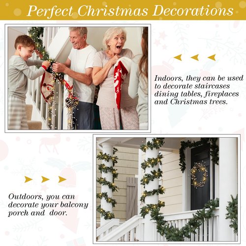 Syhood 9 ft Ramadan Mubarak Berry Beaded Garland with 30 LED Lights Artificial Pre Lit Berry Branch String Garland Battery Operated for Indoor Mantel Fireplace Holiday Decor(White)