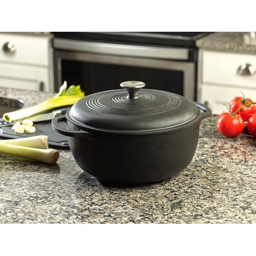 Mercer Culinary Enameled Cast Iron Round Dutch Oven, 6 qt., Matte Black