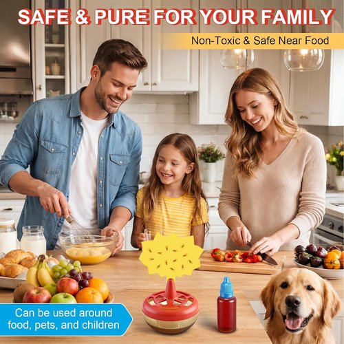 Fruit Fly Trap Refill Liquid Kit by [Brand Name] - 2 Bottles (0.68oz Each) with Reusable Traps & Sticky Pads | Non-Toxic Indoor Control for Home Kitchen