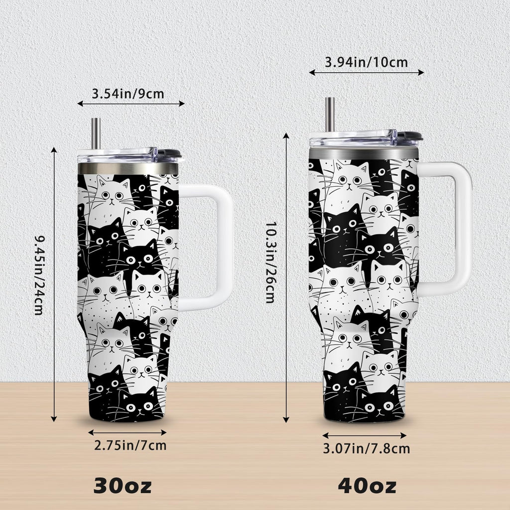 CGMIBAS Cat Lover Gifts, Gift for Cats Lovers Women Men Girls Funny 30oz Black Cats Themed Tumbler Cups with Handle - Everything Is Fine Mug, Christmas Birthday Gift for Black Cat Mom Lady Gifts Cup