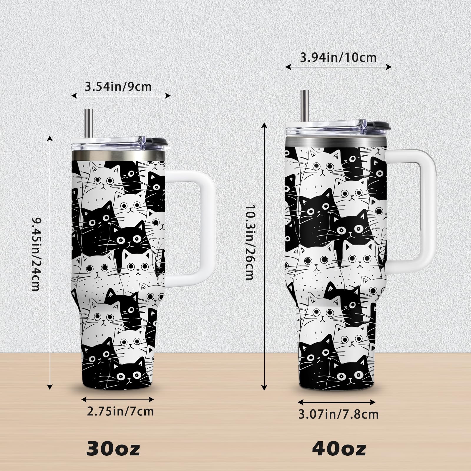 CGMIBAS Cat Lover Gifts, Gift for Cats Lovers Women Men Girls Funny 30oz Black Cats Themed Tumbler Cups with Handle - Everything Is Fine Mug, Christmas Birthday Gift for Black Cat Mom Lady Gifts Cup