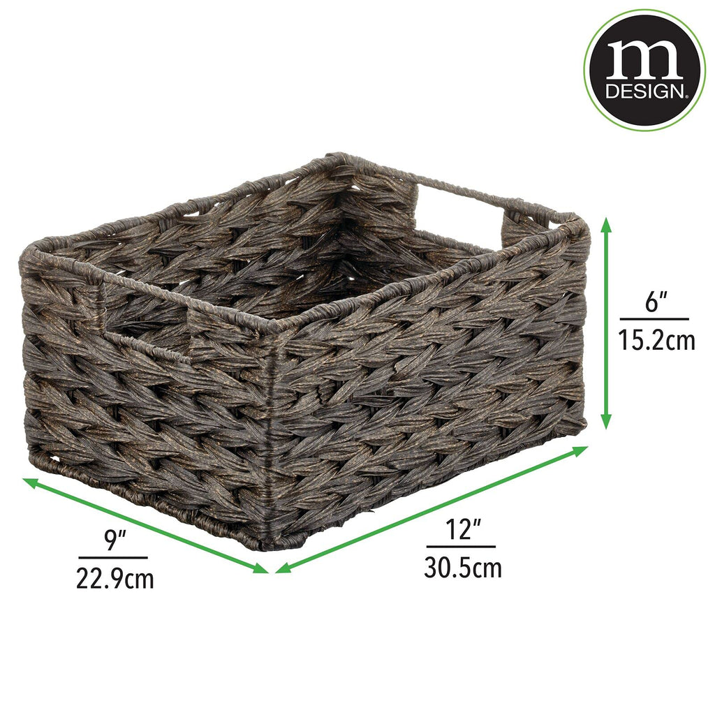 mDesign Woven Farmhouse Kitchen Pantry Food Storage Organizer Basket Bin Box - Container Organization for Cabinets, Cupboards, Shelves, Countertops - Store Potatoes, Onions, Fruit, 6 Pack, Camel Brown