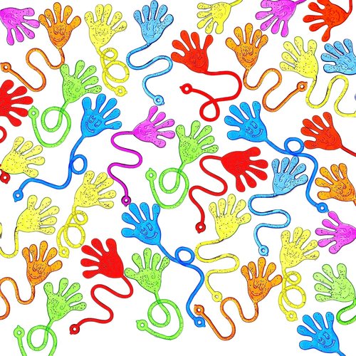 JOYIN 48Pcs Glitter Sticky Hands Party Favors, Easter Egg Fillers Party Favors Set for Kids, Holiday Traditions, Classroom Treasure Box Carnival Prizes Bulk Pinata Stuff Mini Toys, goodie bags