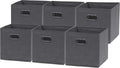 Simple Houseware Foldable Cube Storage Bins - 11-Inch Dark Gray Fabric Organizer with Handles | 6-Pack
