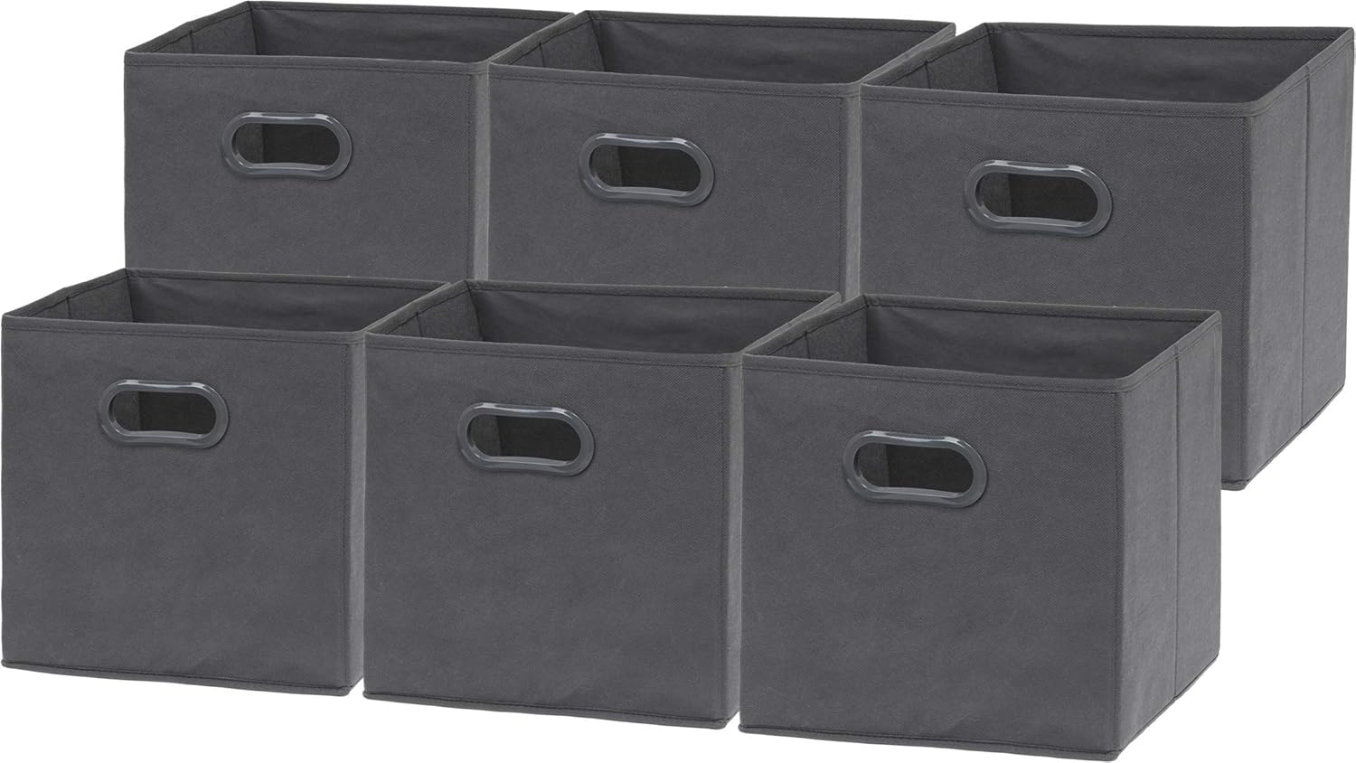 Simple Houseware Foldable Cube Storage Bins - 11-Inch Dark Gray Fabric Organizer with Handles | 6-Pack