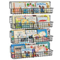 X-cosrack 24 Inch Wall Mounted Kids Bookshelf, Floating Metal Book Shelves for Kids Nursery Toddler Classroom, Hanging Book Shelf Organizer for Room Decor, Black, Set of 4