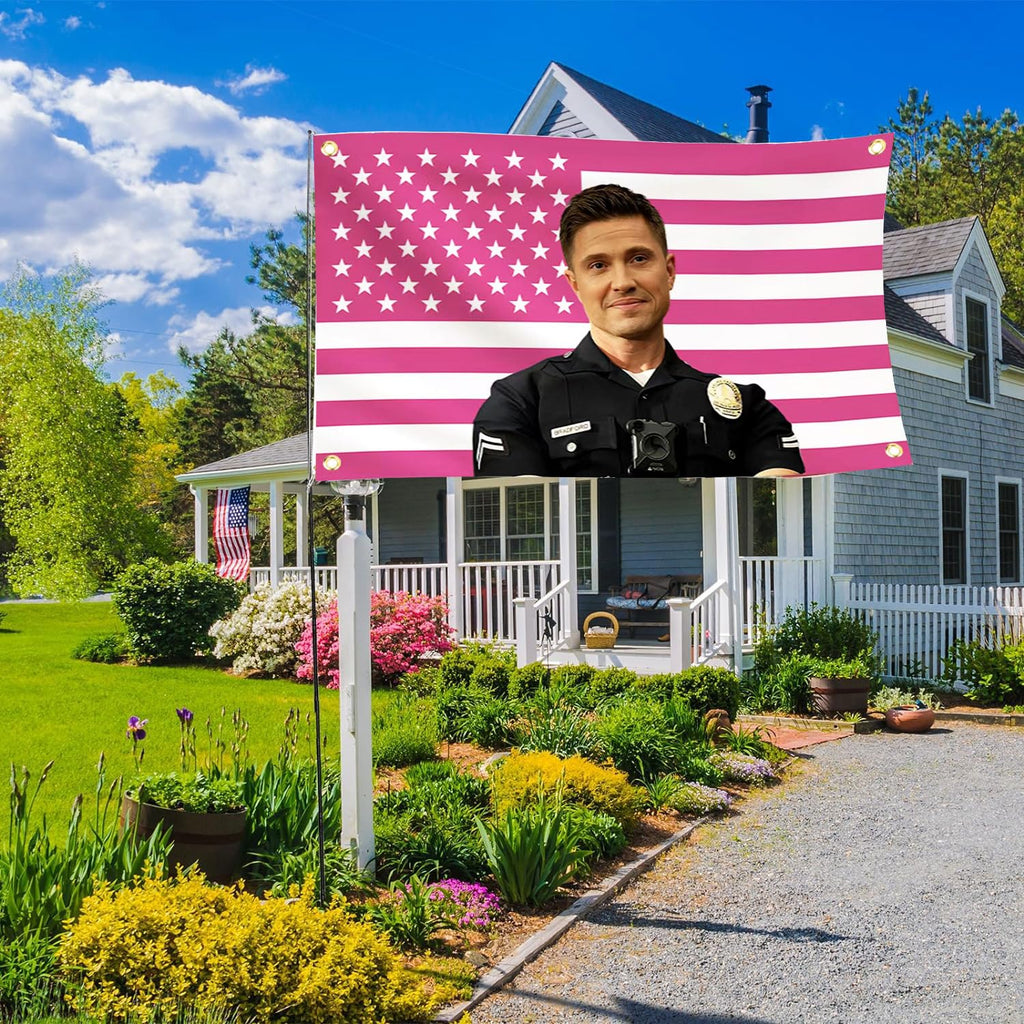 Tim Bradford Flags 3x5Ft, eric flag winter American pink Tapestry,With 4 Brass Grommets,For College Dorm Room Decor,Outdoor Parties,Tailgates Yard,Room Decoration