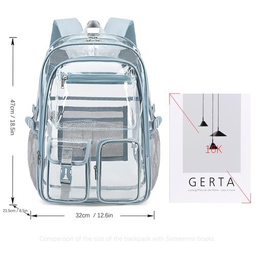 abshoo Large Clear Backpack For Girls Women Heavy Duty Clear Bookbag for School Transparent Backpack (Baby Blue)