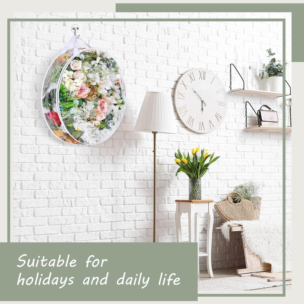 Remagr Wreath Storage Bag - 30 Inch Clear Plastic Container for Holiday & Wedding Wreaths | Zippered Design