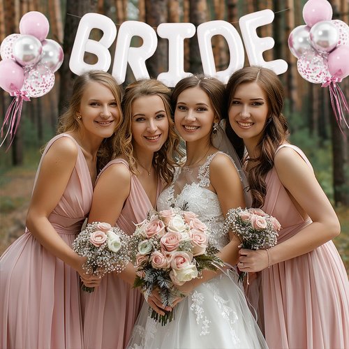 BRIDE Balloons Bachelorette, 16 inch White Bride Balloons for Bachelorette Party Decorations, Giant Wedding Foil Balloon Letter Banner for Wedding Engagement Bride To Be Party