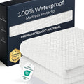 100% Waterproof Queen Mattress Protector | Noiseless & Cooling Bamboo Viscose - 360° Spill & Stain Defense (White)