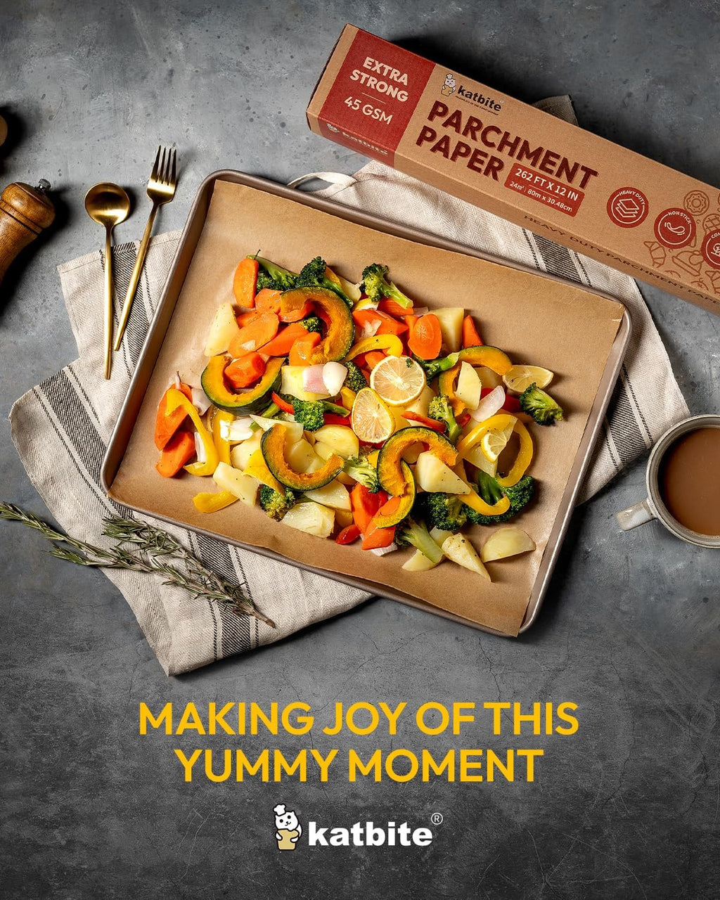 Unbleached Parchment Paper Roll - Heavy Duty Non-Stick Baking Paper with Slide Cutter | 12in x 262ft