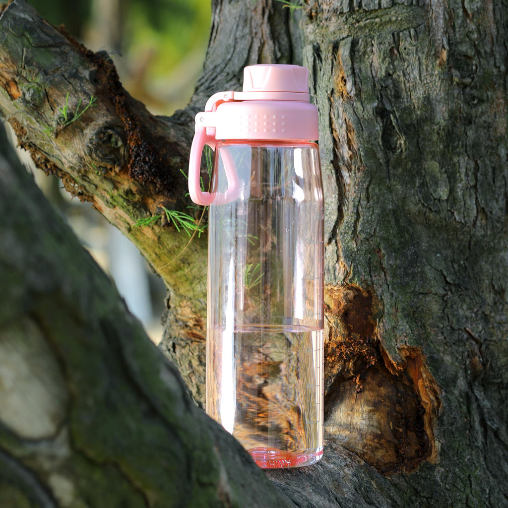 Edmyre 32oz Clear Water Bottle - BPA-Free Tritan Plastic, Fast Flow Spout Lid, Wide Mouth & Leakproof Design Hiking Water Bottle Suitable for Travel, Outdoors, Gym, Travel, Home, School（Pink）