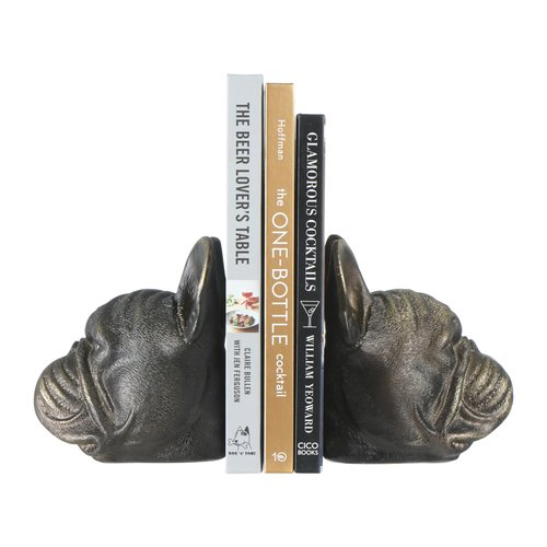 Creative Co-Op Decorative Antique Resin Dog Head Bookends, Bronze, Set of 2
