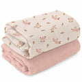 MiFlor Muslin Swaddle Blankets 2 Pack – 47" x 47" Soft & Breathable Muslin Baby Blanket for Newborns, Large Swaddle Blanket for Sleeping, 100% Cotton, Multi-Use Baby Swaddling for Boys & Girls