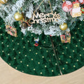 AVOIN colorlife Soft Plush Faux Fur Christmas Tree Skirt 36 Inch, Jacquard Green Xmas Star Pine Trees Winter Holiday Mat Decoration