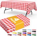 Niuara Red Checkered Plastic Tablecloth - 4 Pack | 54" x 108" Disposable Covers for Parties & Gatherings