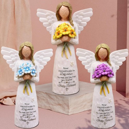 AUKEST Retirement Gifts for Women - Elegant 5.1” Blue Angel Figurine | Perfect Retirement Decoration
