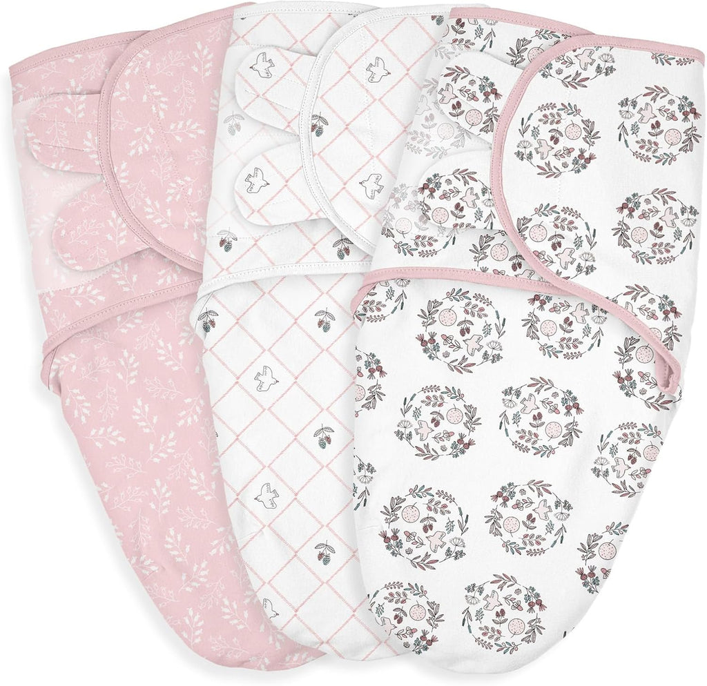 Skiennix Baby Swaddle Sleep Sacks - 3-Pack Organic Cotton Wraps with Adjustable Wings | Soft & Breathable for 0-3 Months