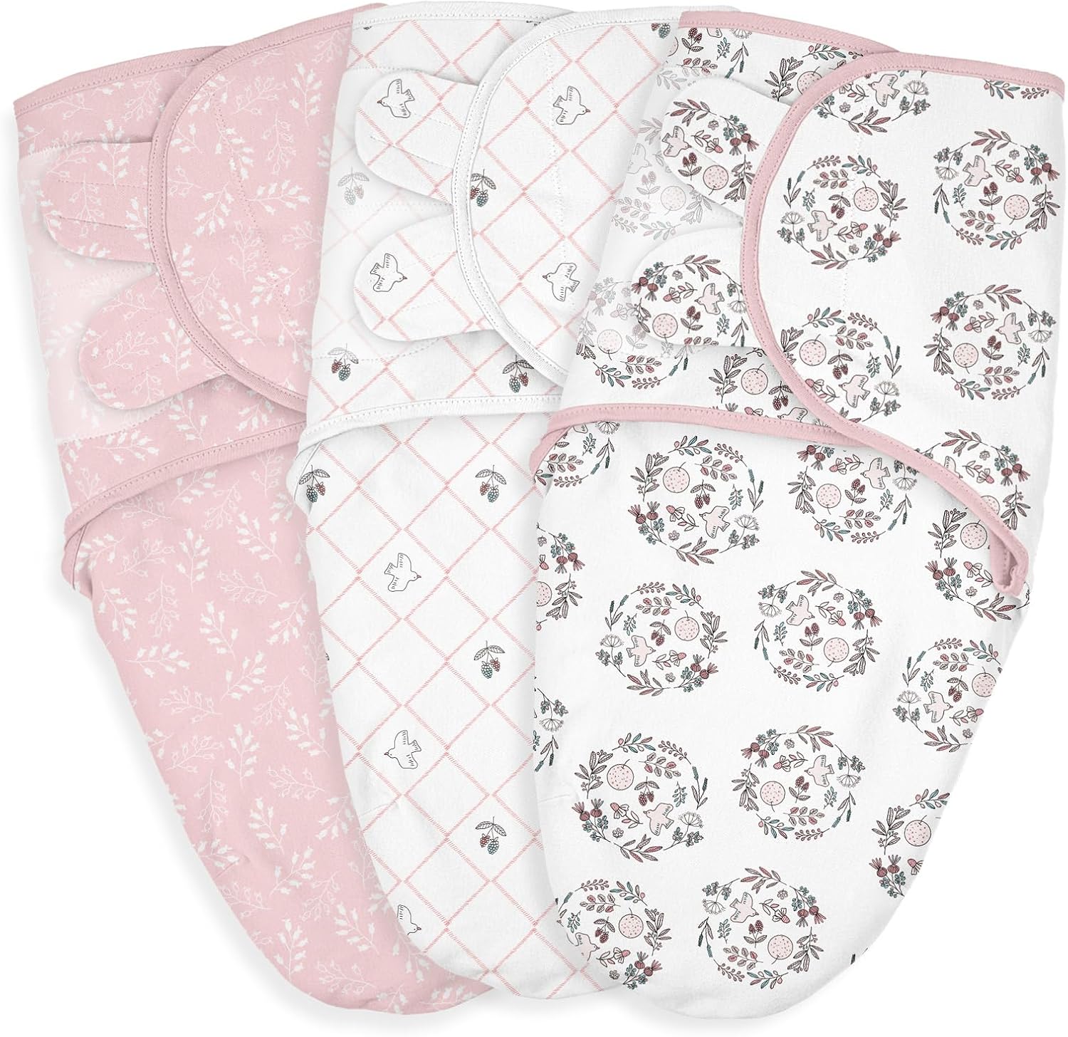 Skiennix Baby Swaddle Sleep Sacks - 3-Pack Organic Cotton Wraps with Adjustable Wings | Soft & Breathable for 0-3 Months