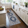 Skiennix Washable Hallway Runner Rug - Ultra Soft Non-Slip Entryway Carpet | 2x6 Feet, Blue