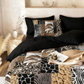 CCoutueChen Leopard Print Comforter Set King Size African Animal Fur Patchwork Comforter 3 Pcs Wildlife Themed Soft Microfiber Bedding with 2 Pillowcases,104"x90"