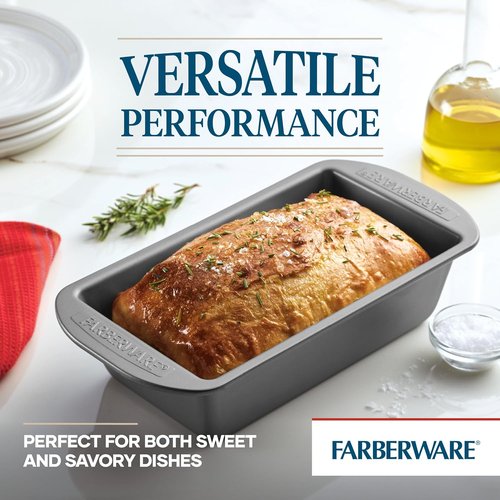 Farberware Bakeware Nonstick Meatloaf Pan Set - Two 9-Inch x 5-Inch Gray Pans