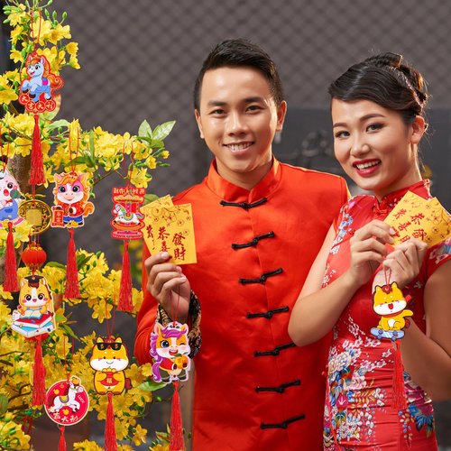 Wavyknot 36 Pcs Chinese New Year 2026 Decorations Lunar New Year of The Horse Ornaments Chinese Knot Tassel Pendant Good Luck Charm for Spring Festival Home Car Wall Tree Decor